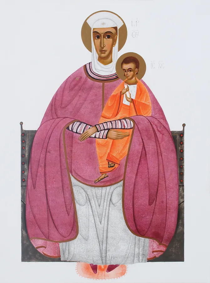 Image of Богородиця з Дитям на престолі by Alina Hrubets, size: 30х40 cm, Icons medium, part of the 2025 series