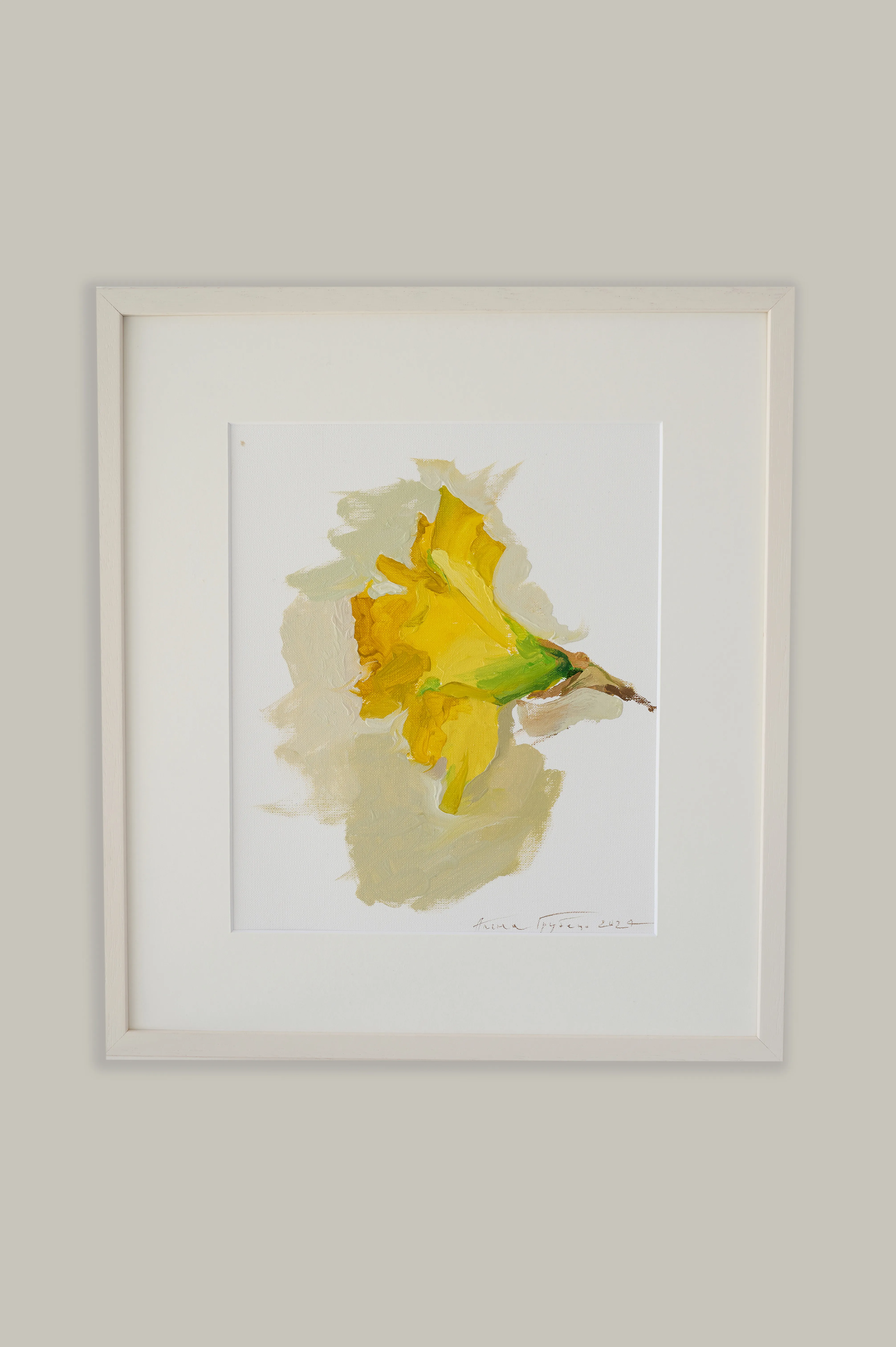 Image of Нарцис у профіль by Alina Hrubets, size: 37х33 см, Painting medium, part of the Провесна series, priced at ₴3900
