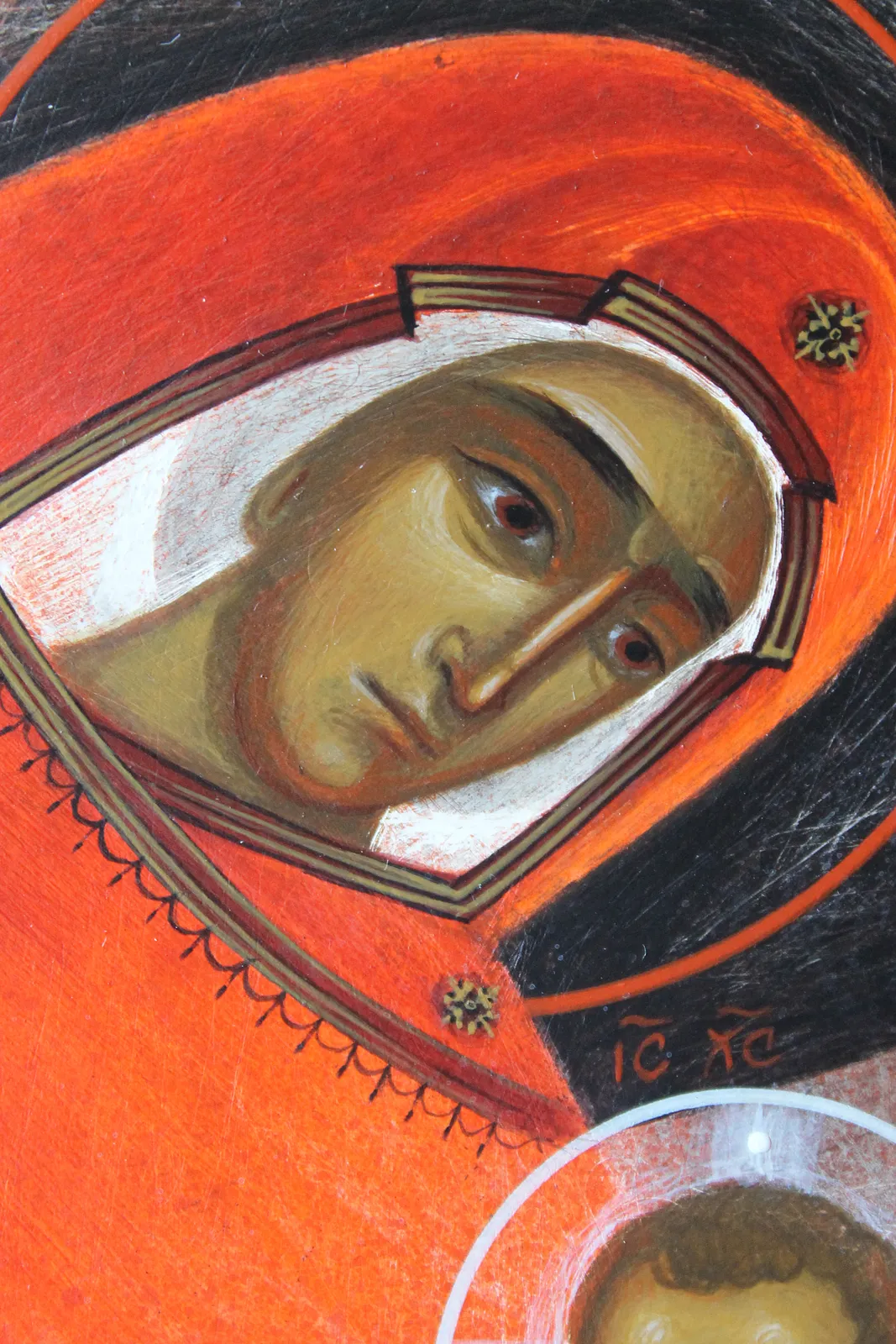 Image of Nativity by Alina Hrubets, size: 30x21 см, made of board/gesso/acrylic, Icons medium, from Lviv, part of the 2022 series, priced at $400 Photo 3 of 4.