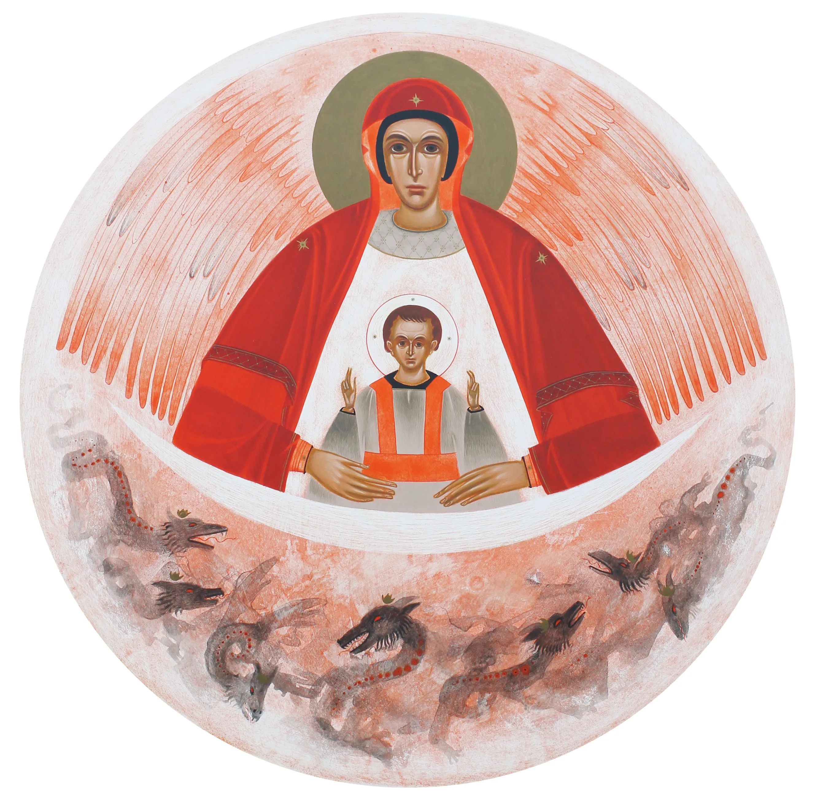 Image of Жінка Зодягнена в Сонце by Alina Hrubets, size: Ø 45 см, Icons medium, part of the 2025 series, priced at $750