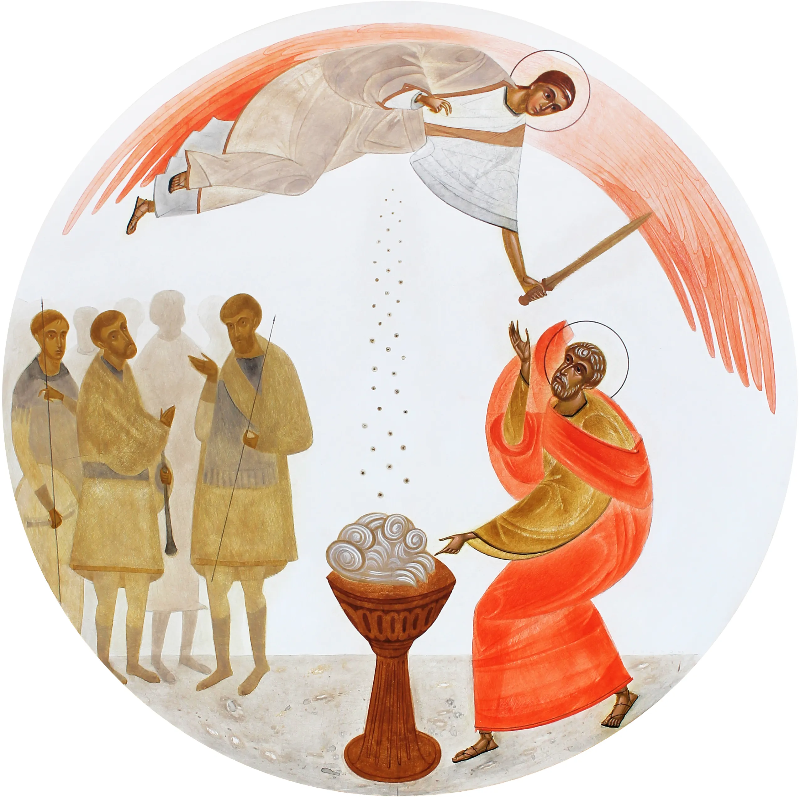 Image of Михаїл допомагає Гедеонові by Alina Hrubets, size: Ø 45 см, Icons medium, part of the 2025 series, priced at $750