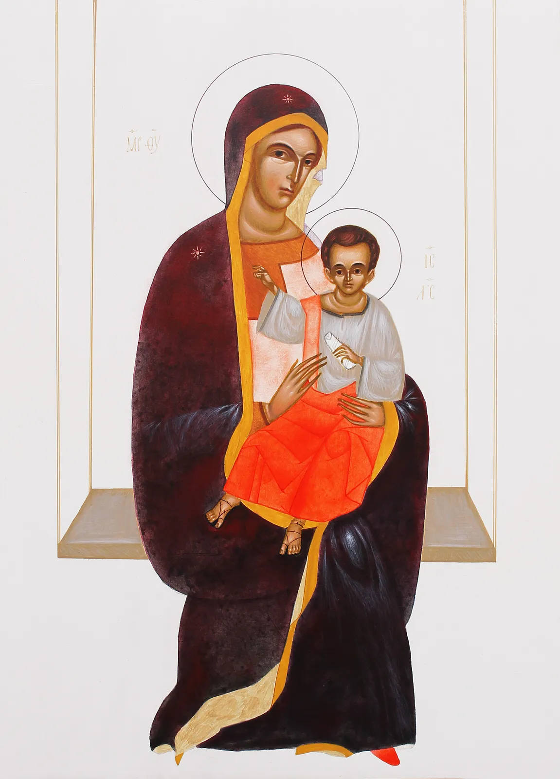 Image of Synaxis of the Blessed Virgin Mary by Alina Hrubets, size: 35х25 см, made of wooden panel, gesso, acrylic, Icons medium, part of the 2025 series, priced at $400 Photo 2 of 5.