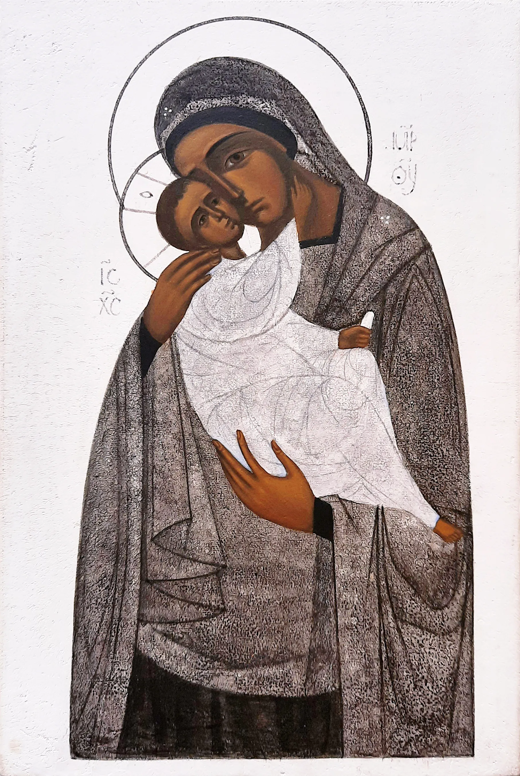 Image of Eleusa by Alina Hrubets, size: 18x12см, made of board/gesso/acrylic, Icons medium, from Lviv, part of the 2022 series, priced at $200 (≈ 9,007 грн) Photo 2 of 4.
