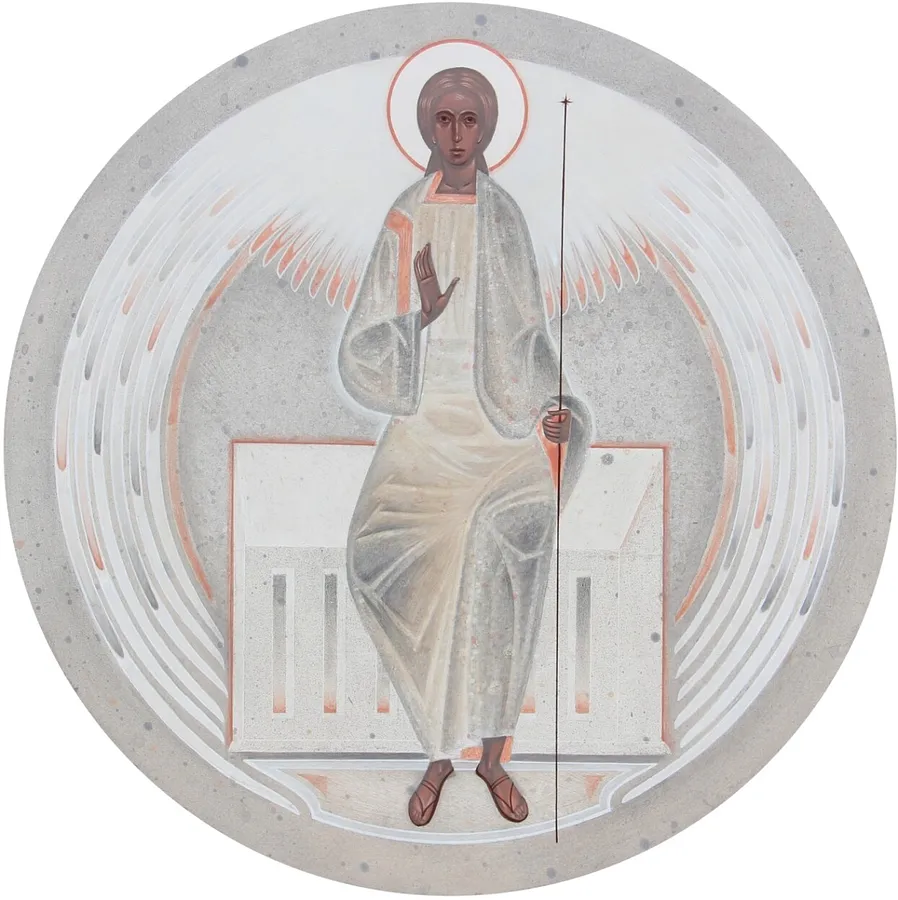 Image of Ангел на Гробі Господньому by Alina Hrubets, size: Ø 40 см, Icons medium, part of the 2021 series