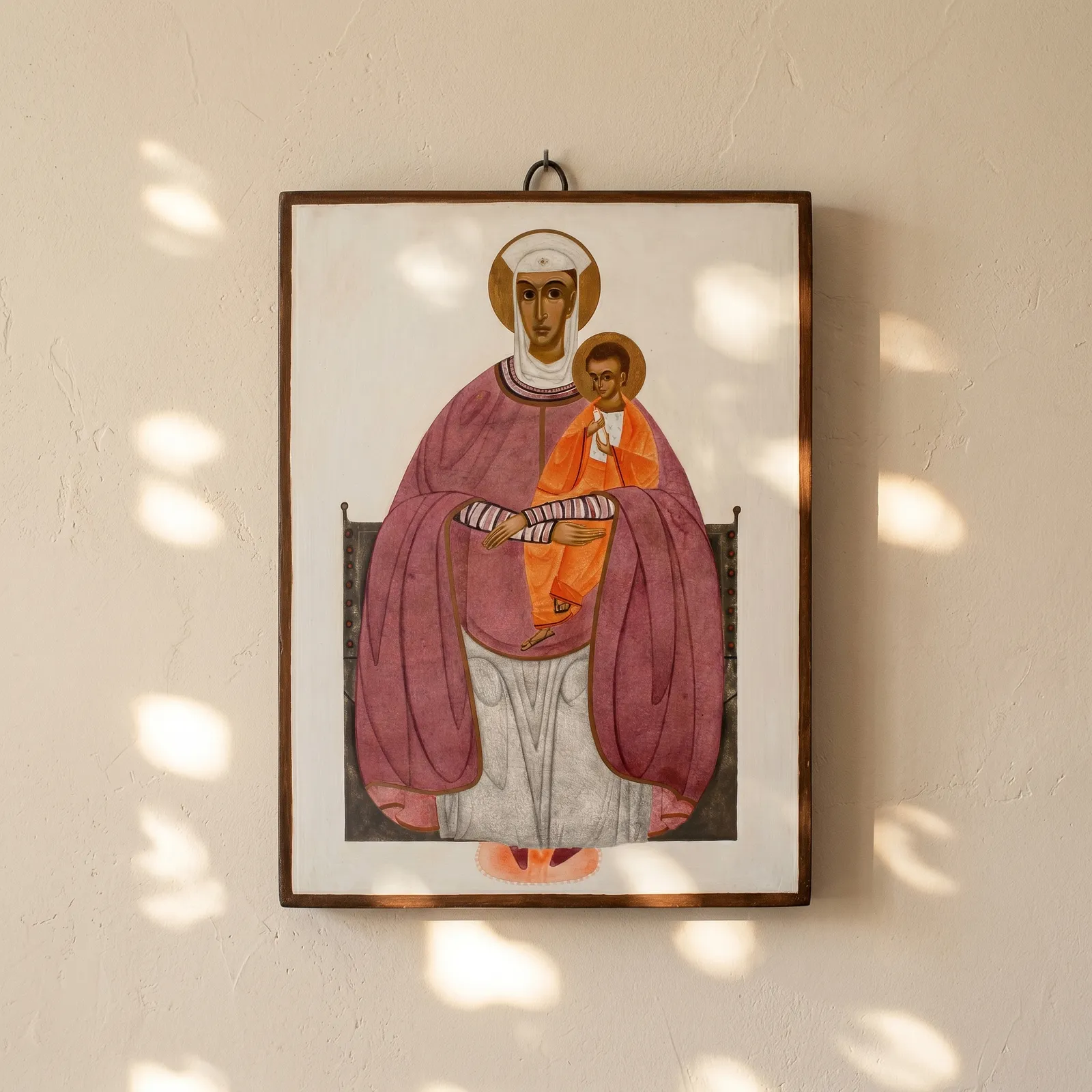 Image of Enthroned Mother of God with Child by Alina Hrubets, size: 30х40 cm, made of wooden panel, gesso, acrylic, Icons medium, part of the 2025 series Photo 3 of 3.
