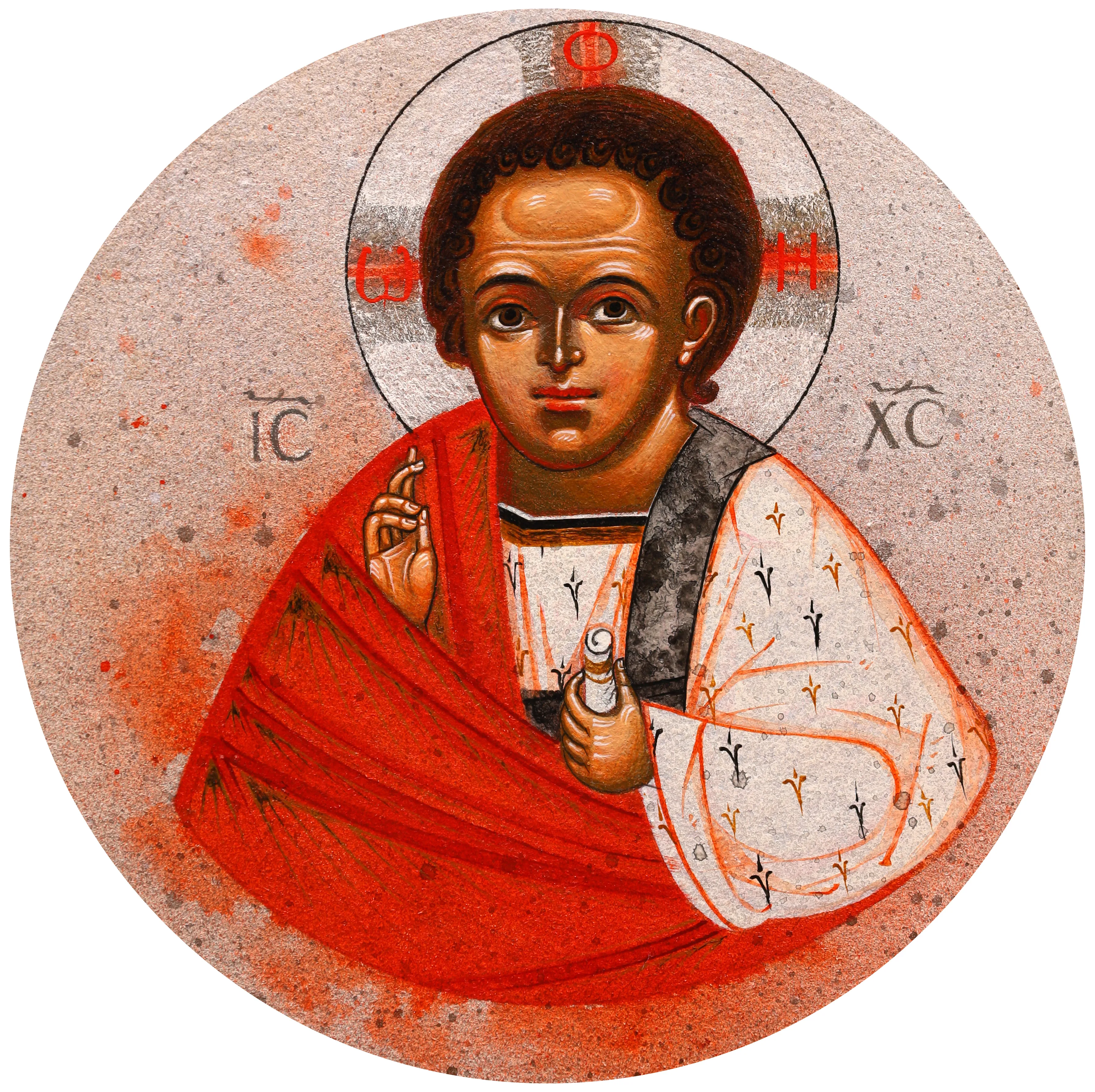 Image of Emmanuel by Alina Hrubets, size: Ø 19,6 см, made of wooden panel, gesso, acrylic, Icons medium, part of the 2023 series, priced at $250 (≈ 11,259 грн) Photo 5 of 6.