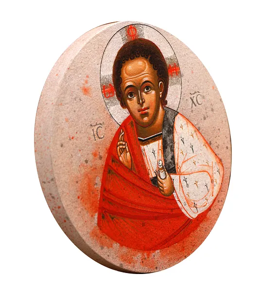 Image of Еммануїл by Alina Hrubets, size: Ø 19,6 см, Icons medium, part of the 2023 series, priced at $250 Photo 6 of 6.