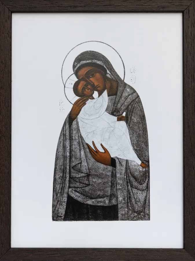 Image of Eleusa by Alina Hrubets, size: 25x19 сm, made of Giclée print on paper (Hahnemuhle Silk Baryta 310 g/m), wooden frame, Prints medium, from ICONART